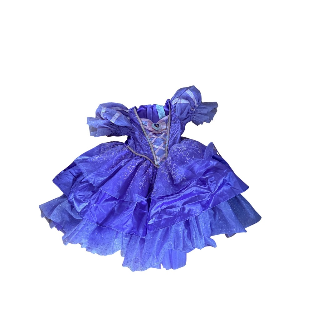 Disney Princess Rapunzel Costume Dress Purple Sequin Glitter Girls XS 3T-4T